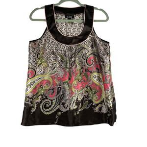 Vtg A Byer Sleeveless Halter Blouse Womens Large Brown Pink Paisley Y2K Feminine